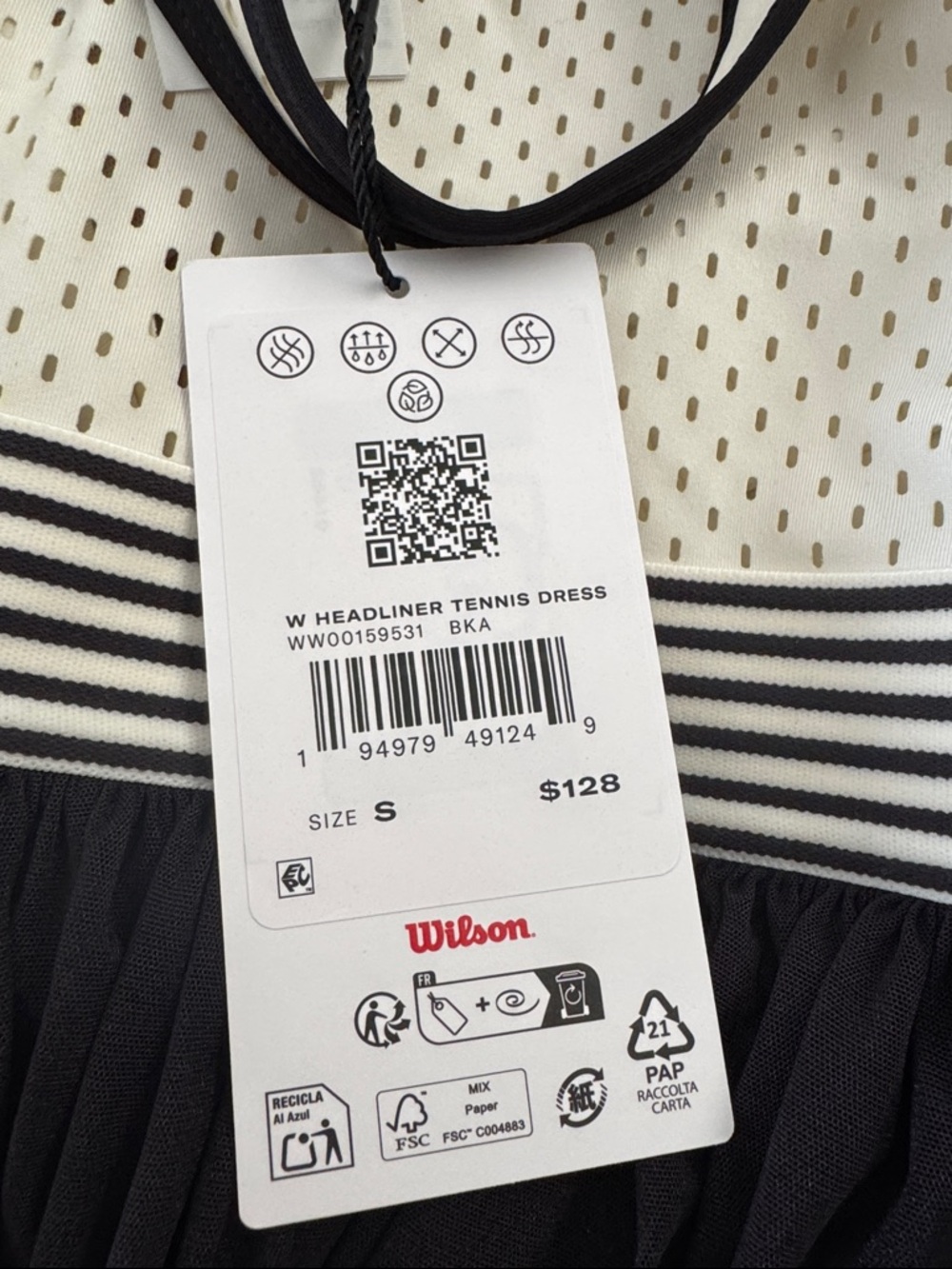 Wilson Headliner Tennis Dress Blk/Sndrift S - Picture 3 of 3